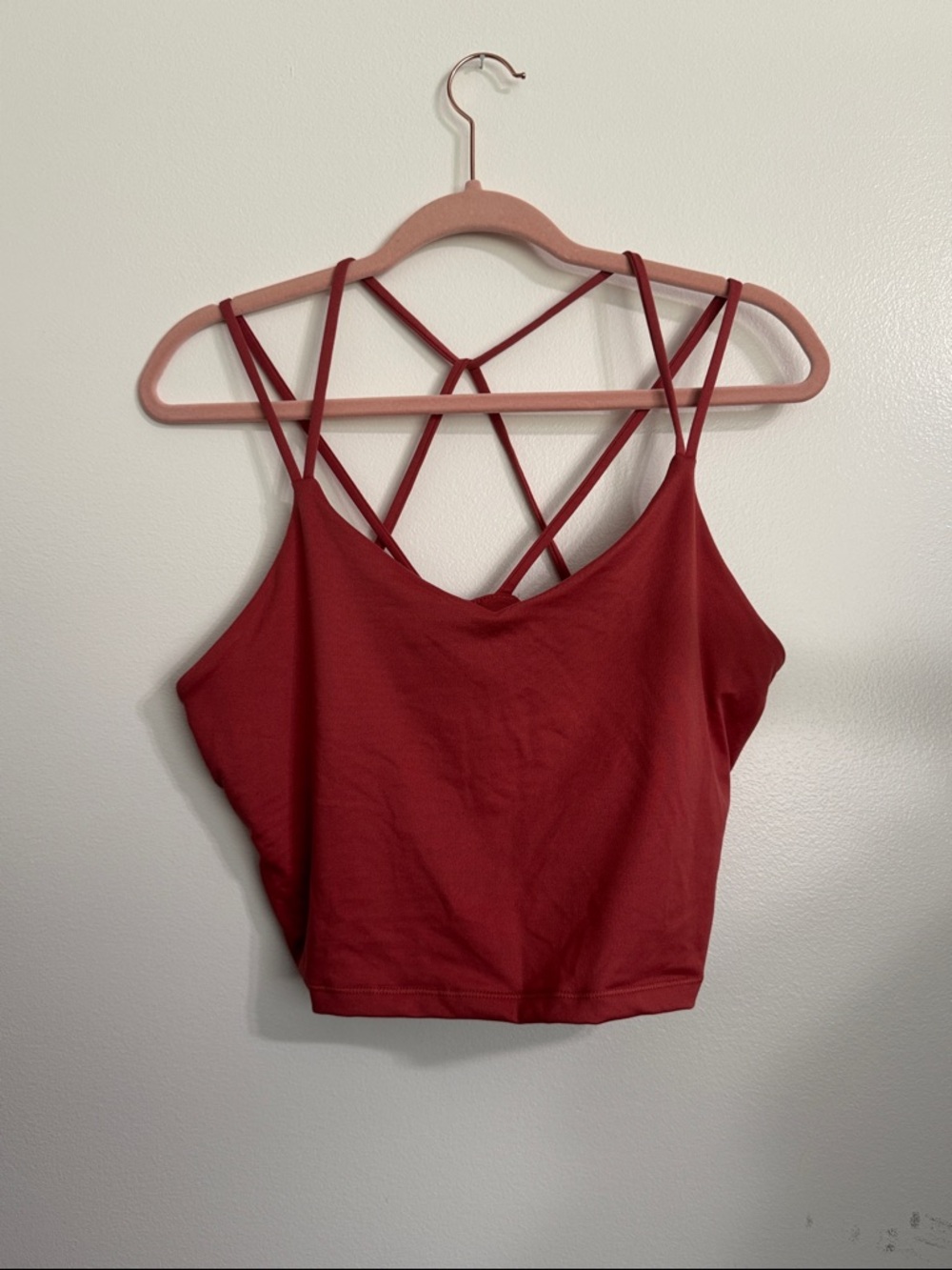 Old Navy Coral Red Strappy Crisscross Crop Sports Bra